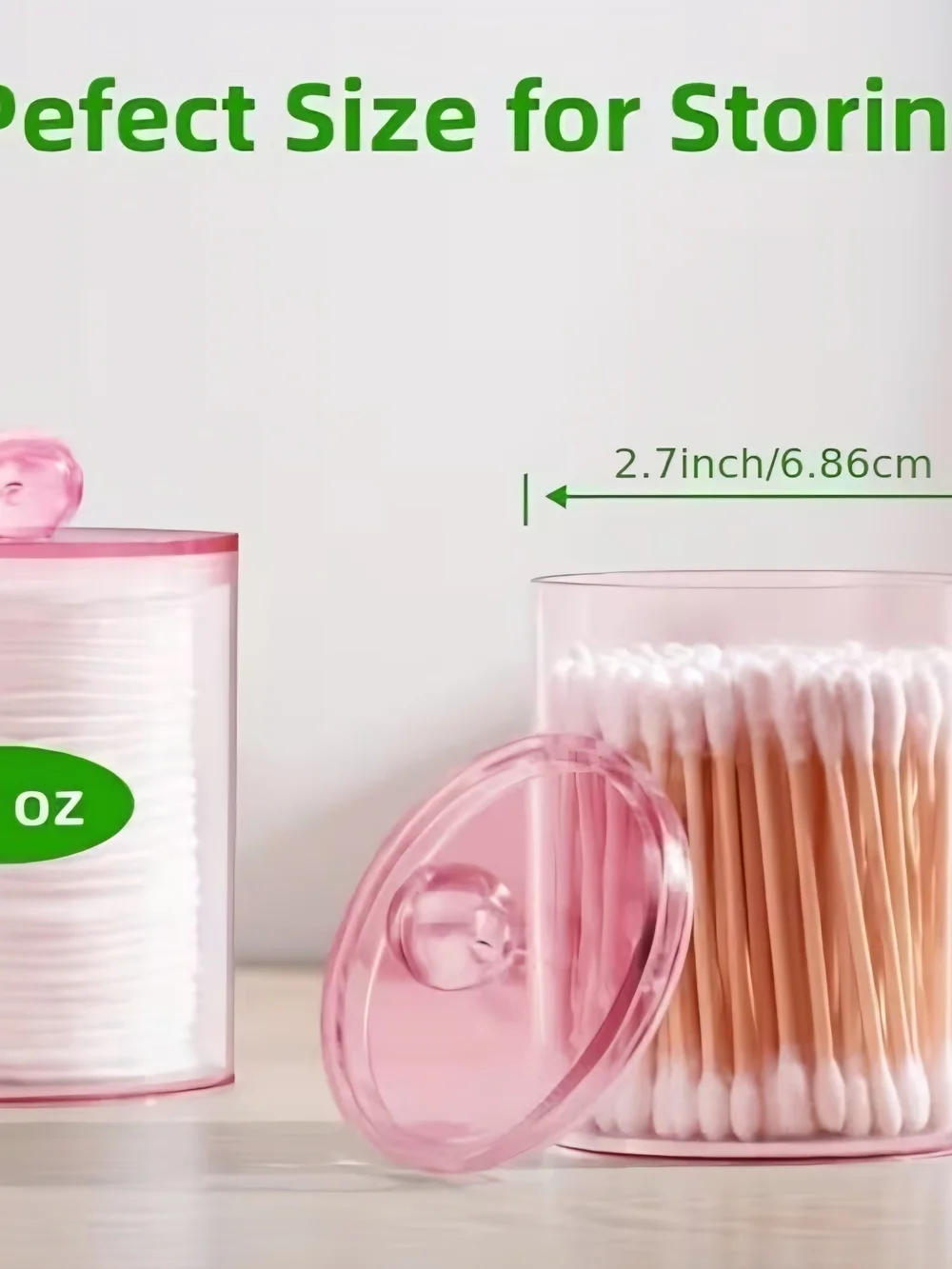 4-Piece EUC Preloved Pink Apothecary Jar Organizer Set (8 Total Pieces)